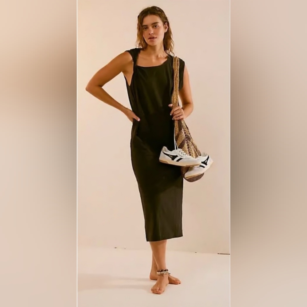 Free People Beach Women’s Drew Tee Midi Dress, Black